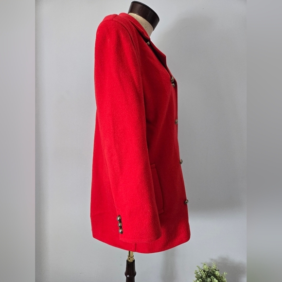 AQUASCUTUM OF LONDON Women's Red Double-Breasted Virgin Wool Coat. Size 10 - Picture 7 of 15